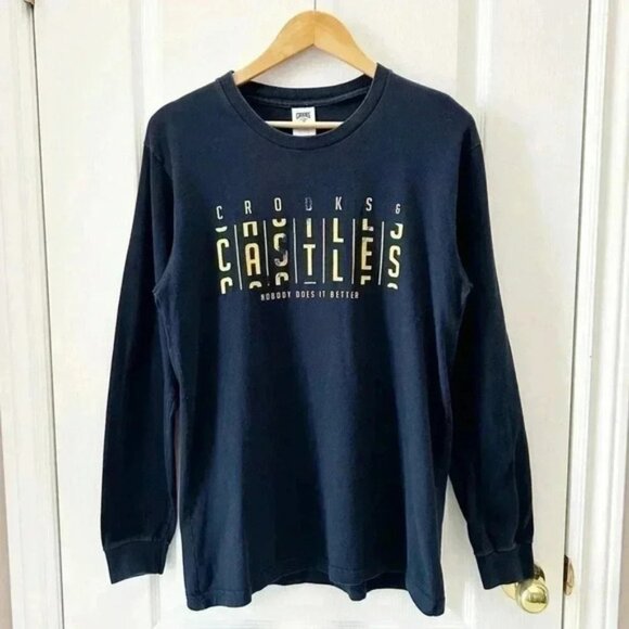 Crooks & Castles Mens Long Sleeve Graphic Print T-Shirt Blue Yellow Medium - Picture 3 of 13